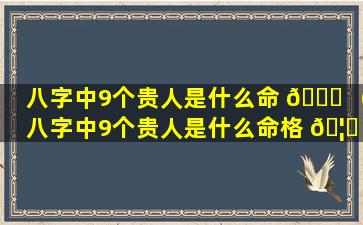 八字中9个贵人是什么命 🕊 （八字中9个贵人是什么命格 🦍 ）